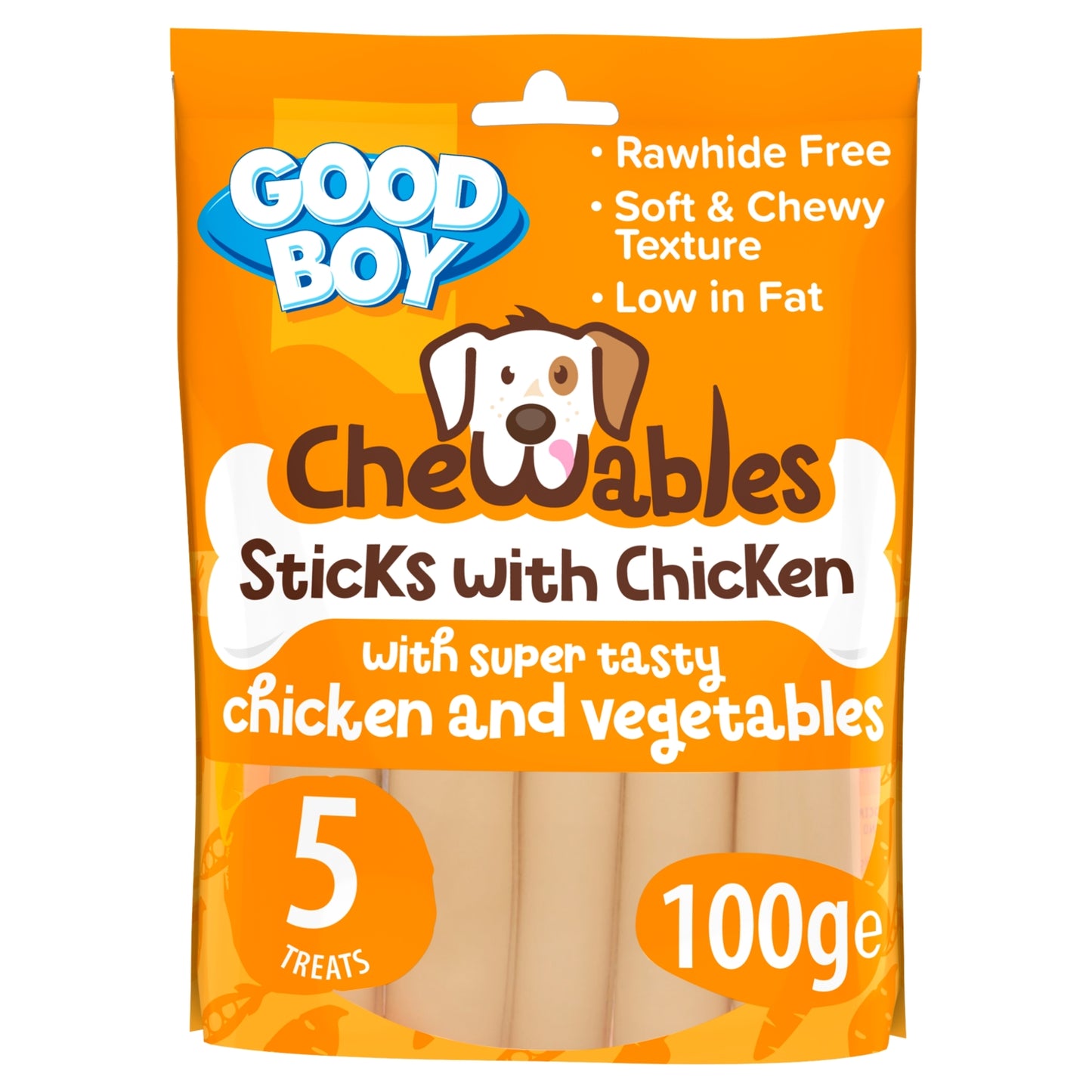 Good Boy Chewables Chicken Sticks Rawhide Free Dog Treats 5 pack 100g