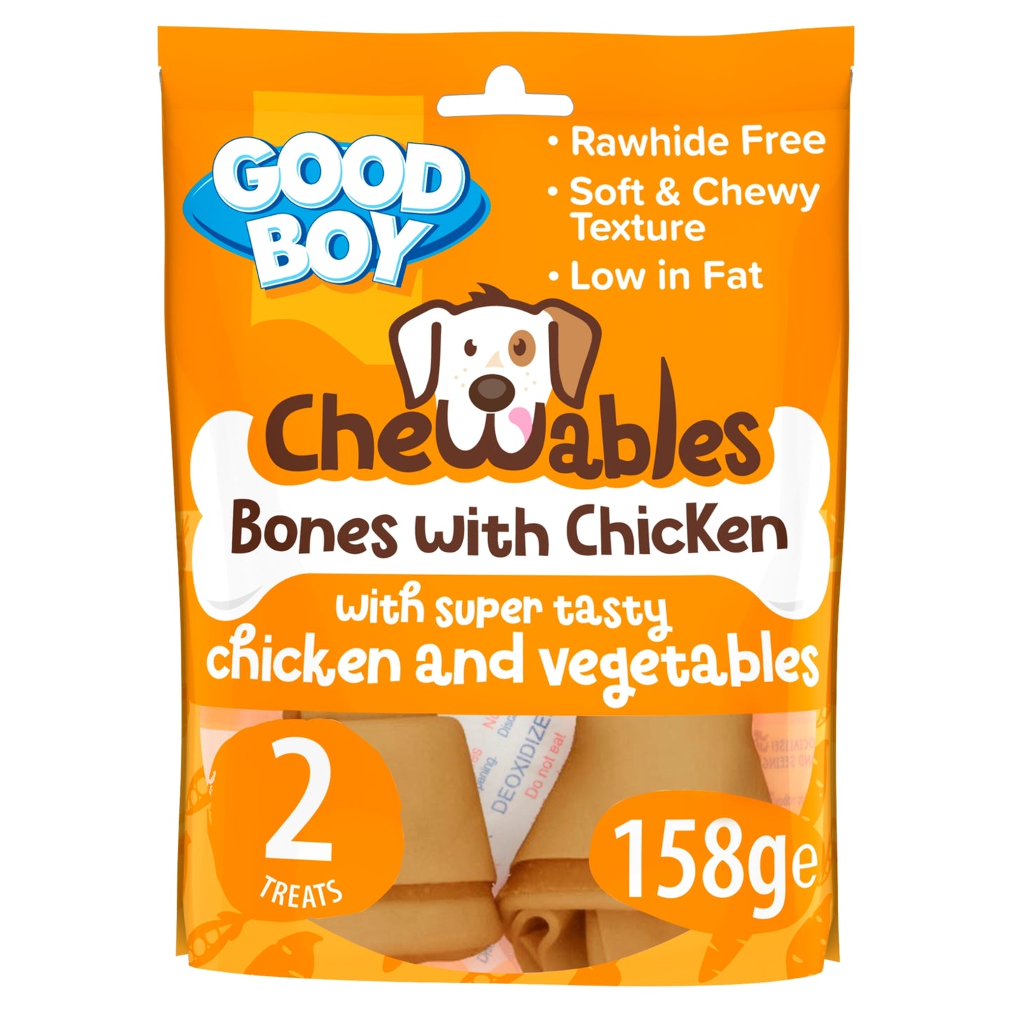 Good Boy Chewables Medium Chicken Bones Rawhide Free Dog Treats 2 Pack 158g
