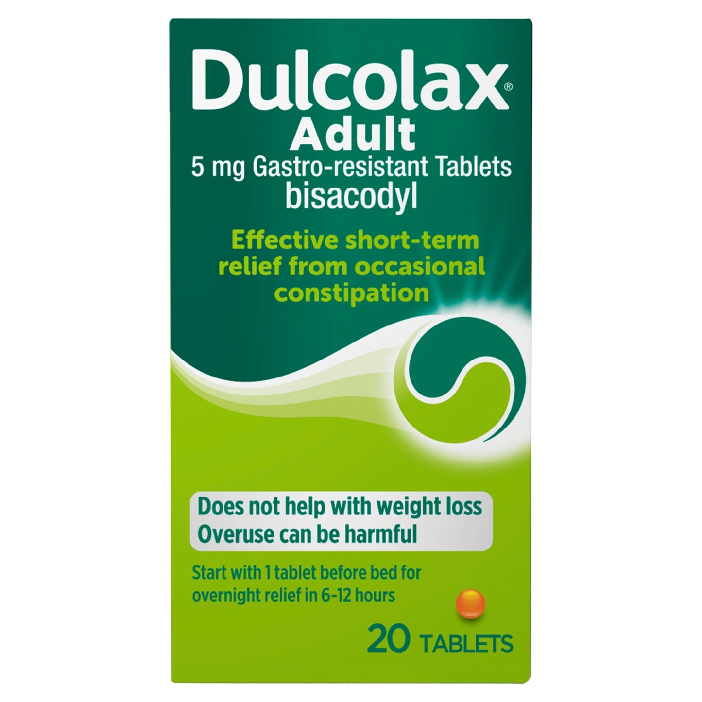 Dulcolax Adult Constipation Relief Laxative, 20 tablets