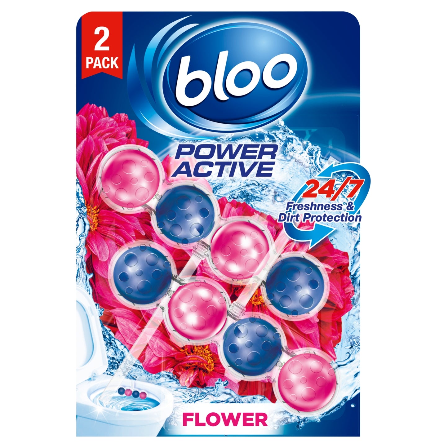 Bloo Power Active Flower Toilet Rim Blocks 2 x 50g
