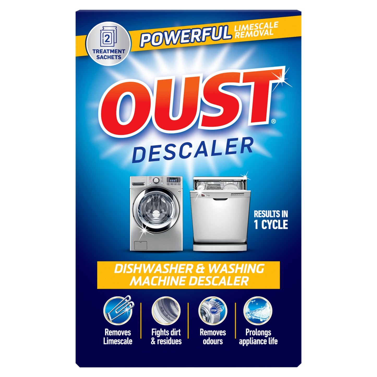 Oust Dishwasher & Washing Machine Descaler Sachets 2 x 75g