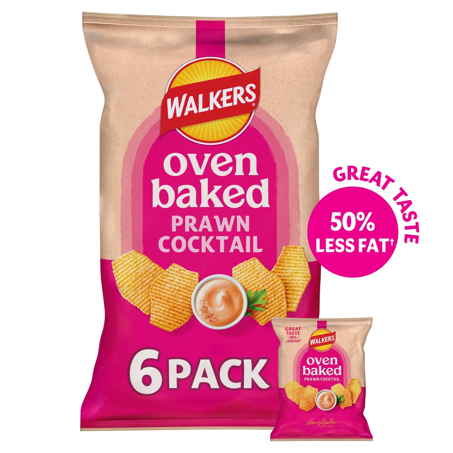 Walkers Baked Prawn Cocktail Multipack Crisps 6 x 22g
