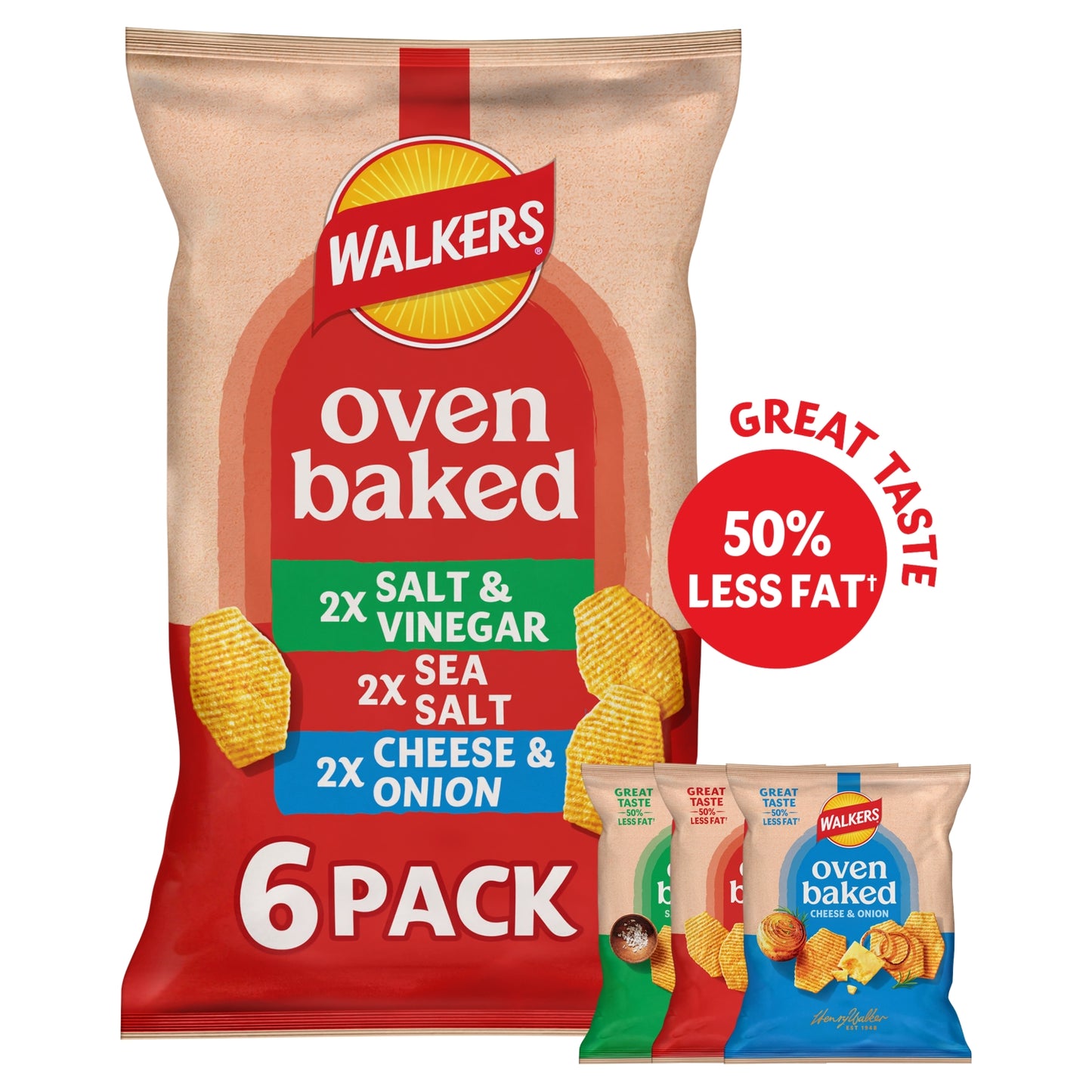 Walkers Baked Snacks Variety Multipack Crisps 6x22g