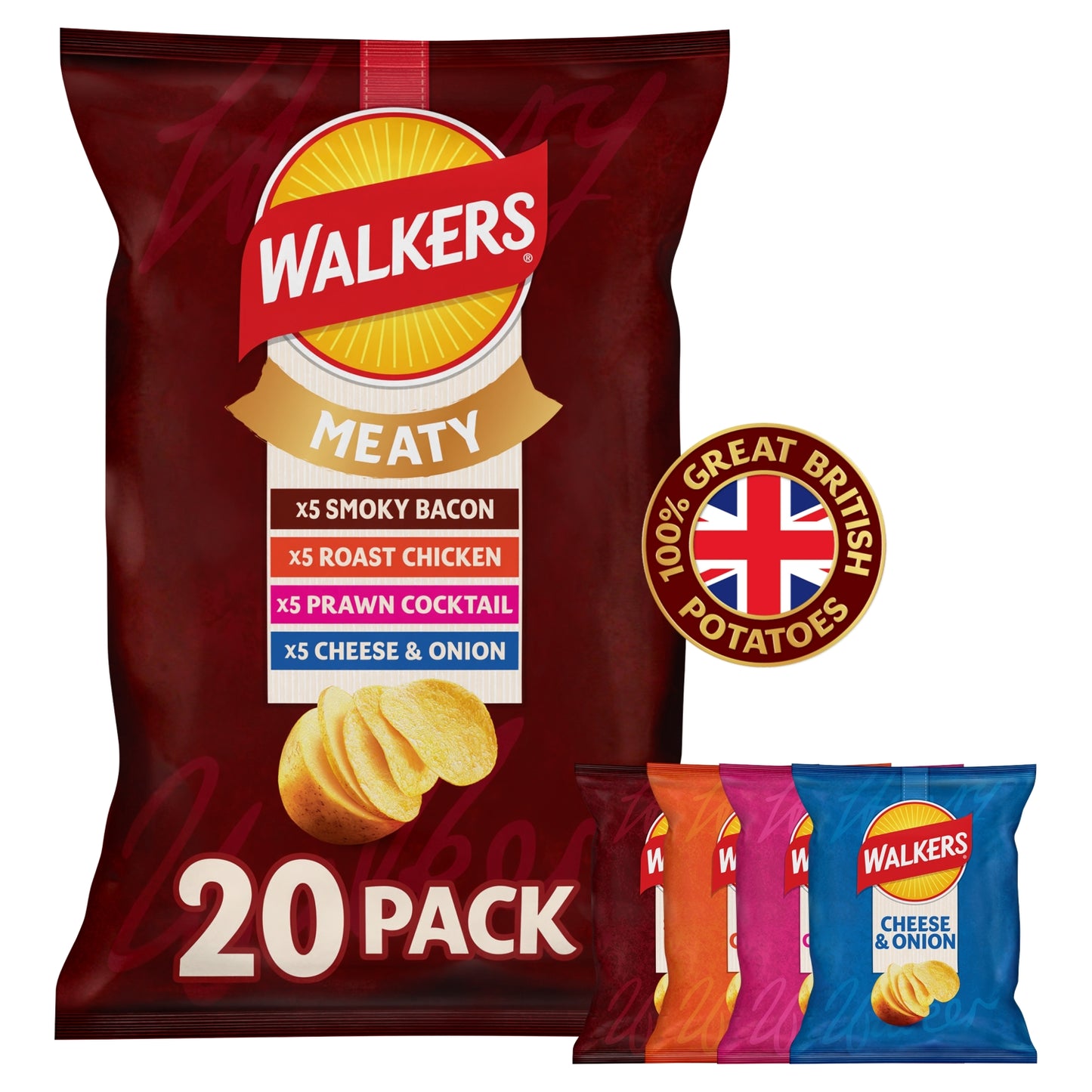 Walkers Meaty Variety Multipack Crisps 20 x 25g