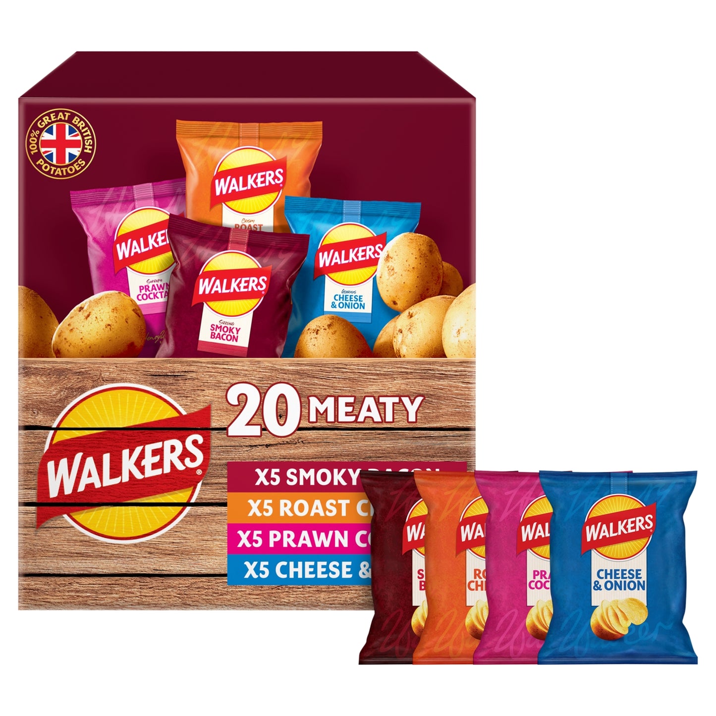 Walkers Meaty Variety Multipack Crisps Box 20x25g
