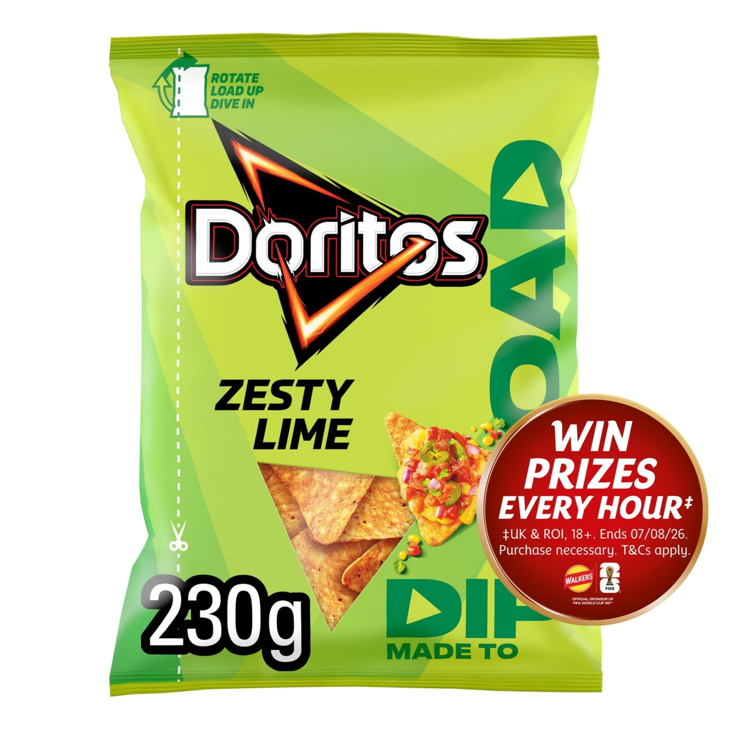 Doritos Dip or Load Zesty Lime Tortilla Chips Sharing Crisps 230g