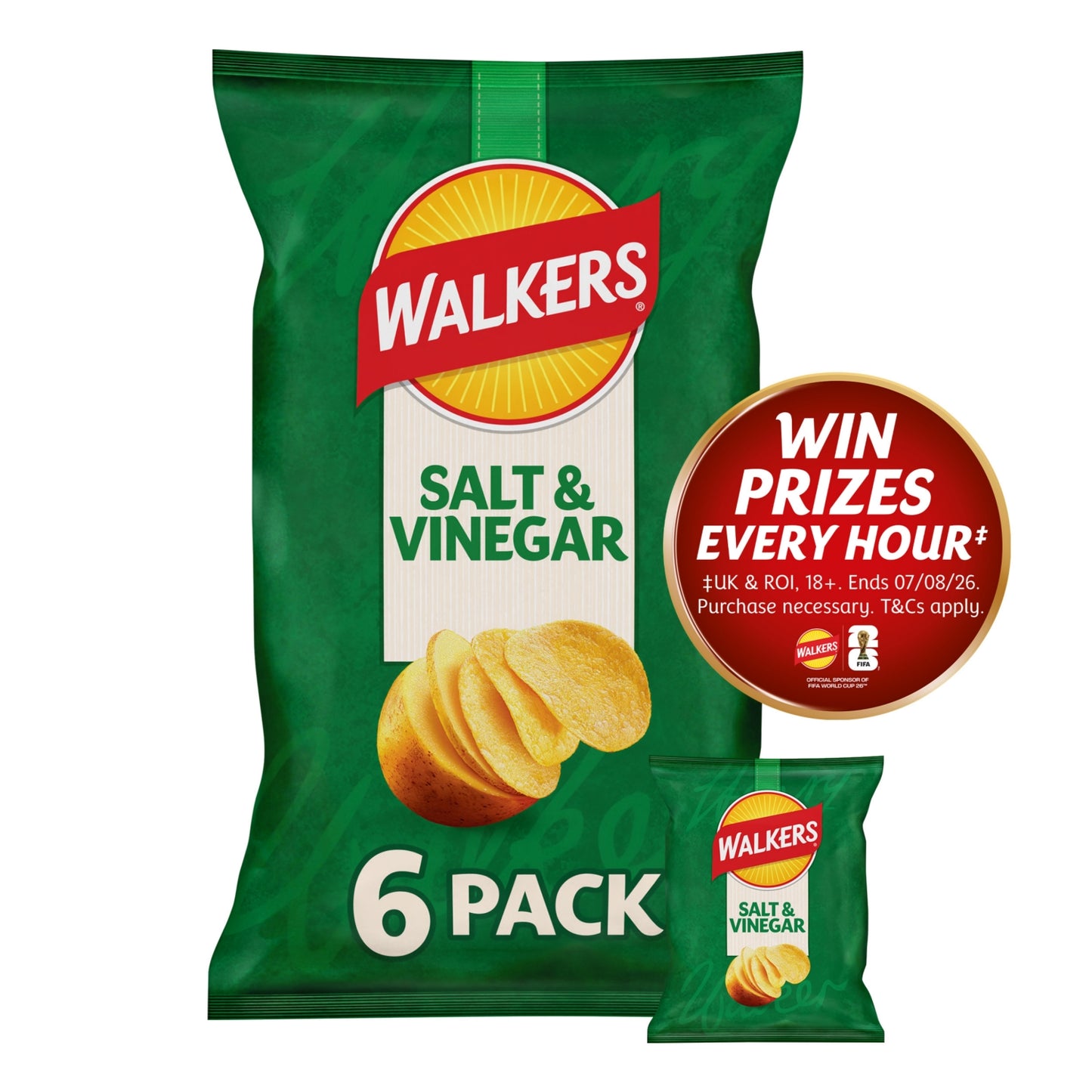 Walkers Salt & Vinegar Multipack Crisps 6x25g