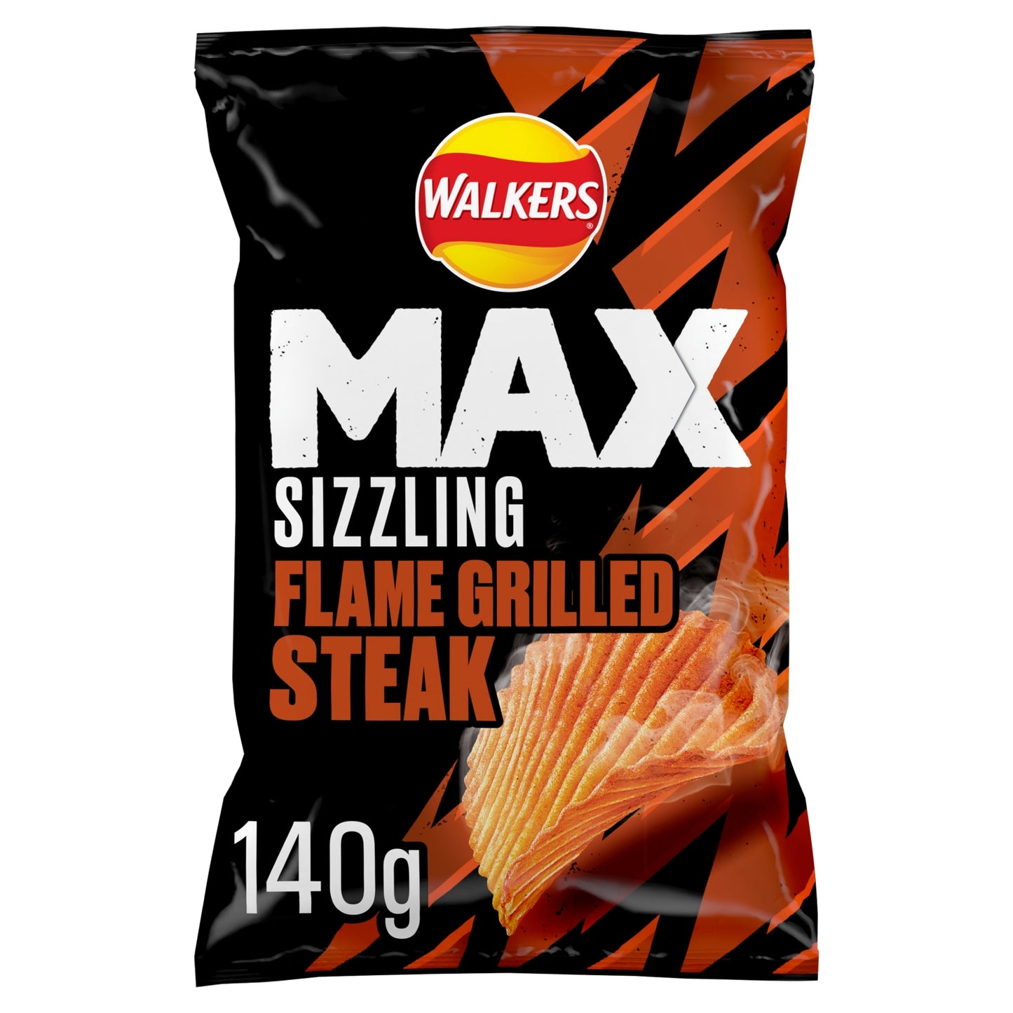 Walkers Max Sizzling Flame Grilled Steak Sharing Crisps 140g