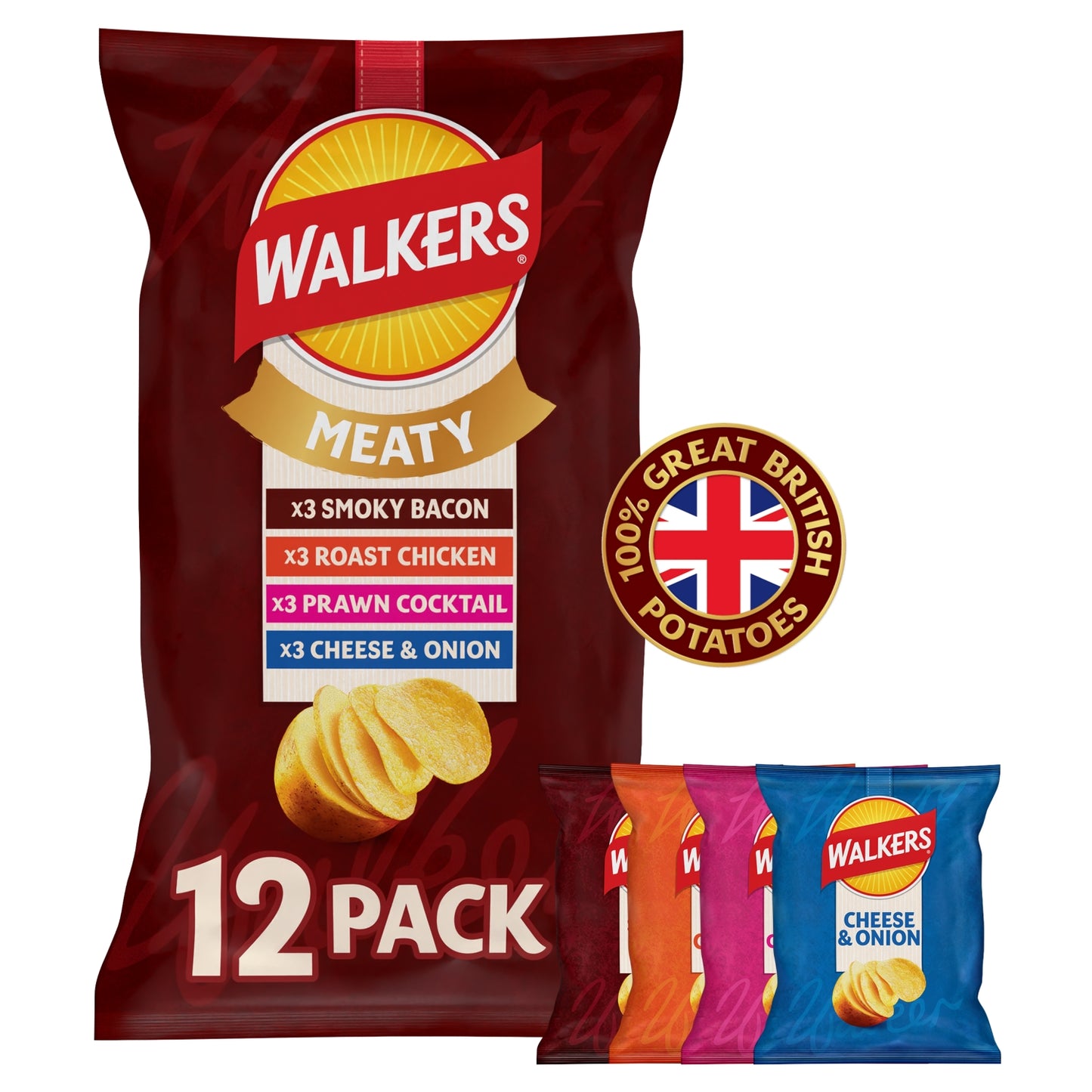 Walkers Meaty Variety Multipack Crisps 12x25g