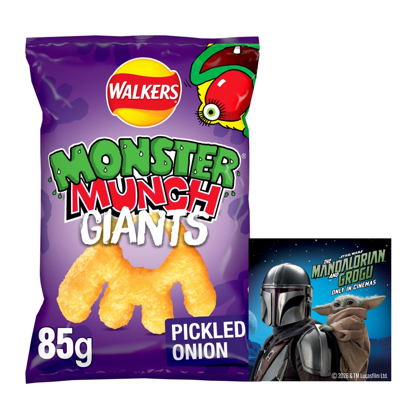 Walkers Monster Munch Giants Pickled Onion Sharing Snacks Crisps 85g