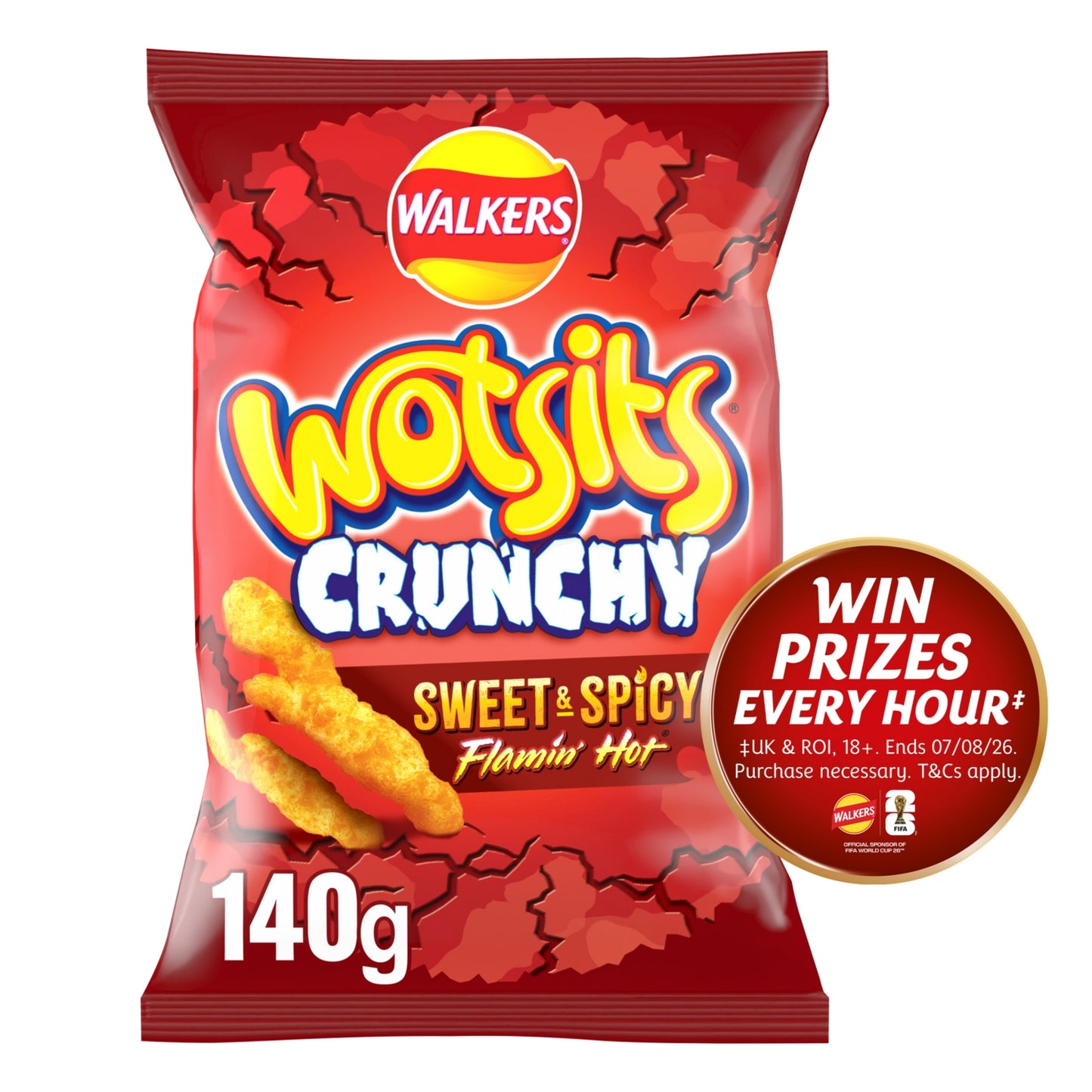 Walkers Wotsits Crunchy Sweet & Spicy Sharing Snacks Crisps 140g