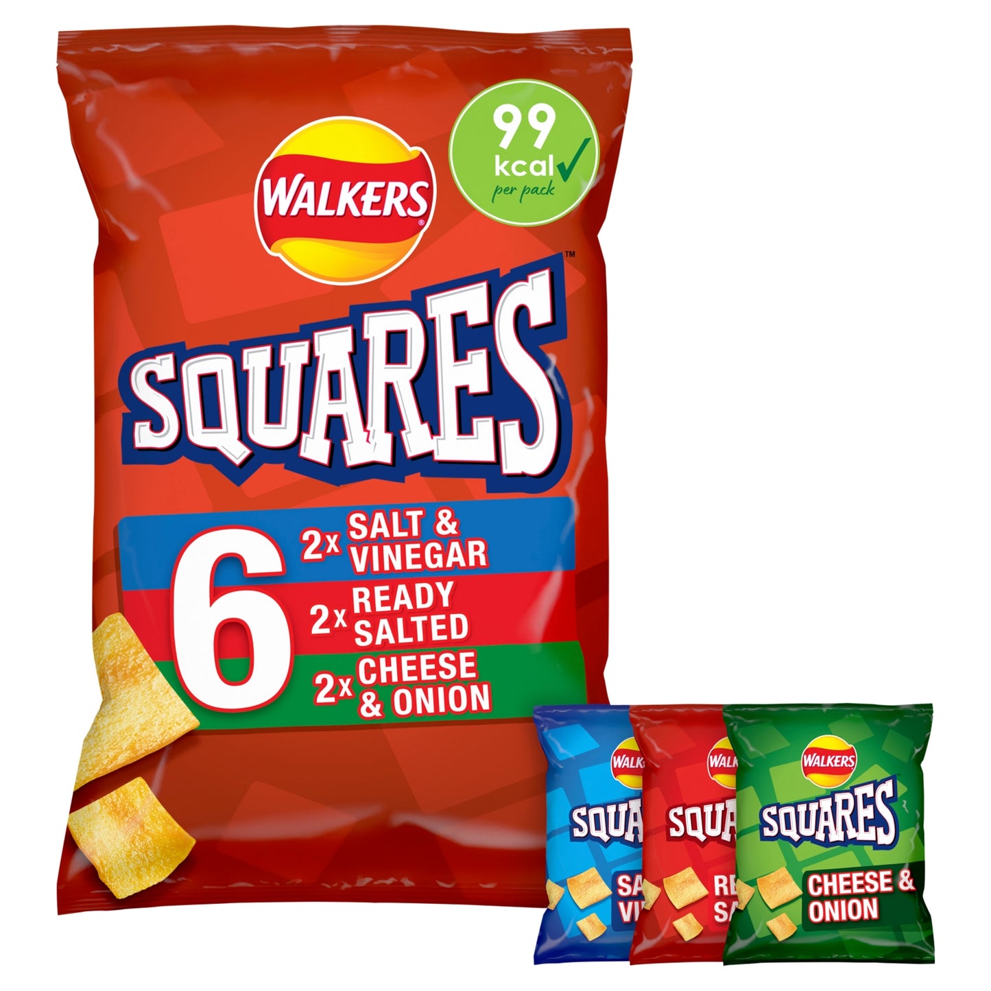Walkers Squares Snacks Variety Multipack Crisps 6x22g