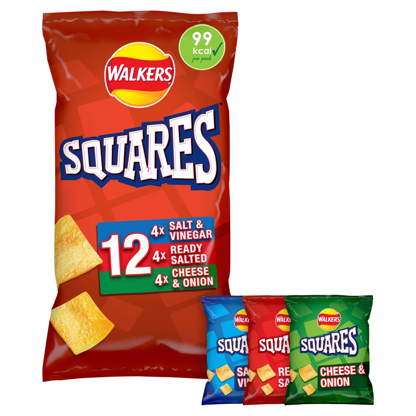 Walkers Squares Snacks Variety Multipack Crisps 12x22g