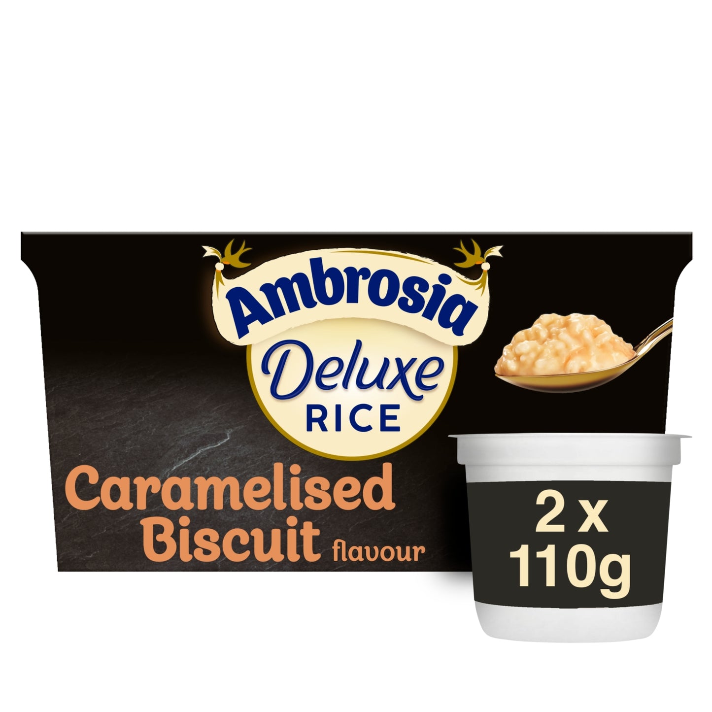 Ambrosia Deluxe Caramelised Biscuit Rice Pudding Dessert Snack Pots 2 x 110g