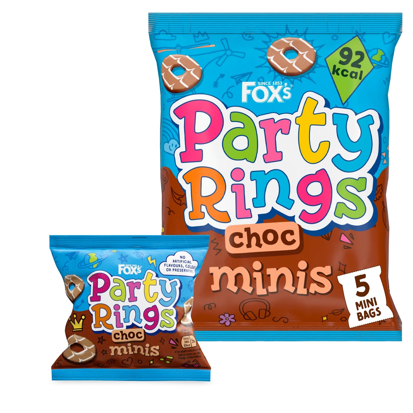 Fox's Biscuits Party Rings Minis Choc 5 Snack Bags