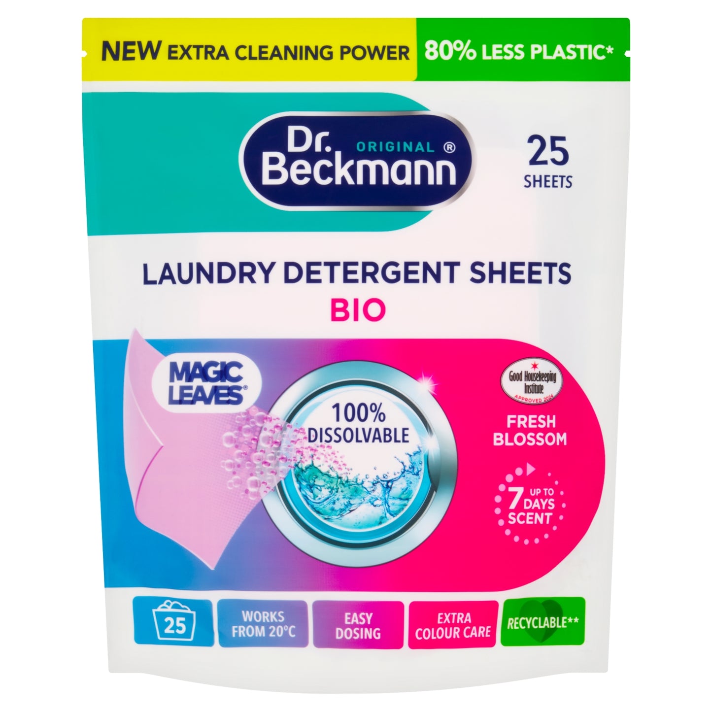 Dr. Beckmann Magic Leaves Laundry Detergent Sheets BIO 25 Sheets Fresh Blossom