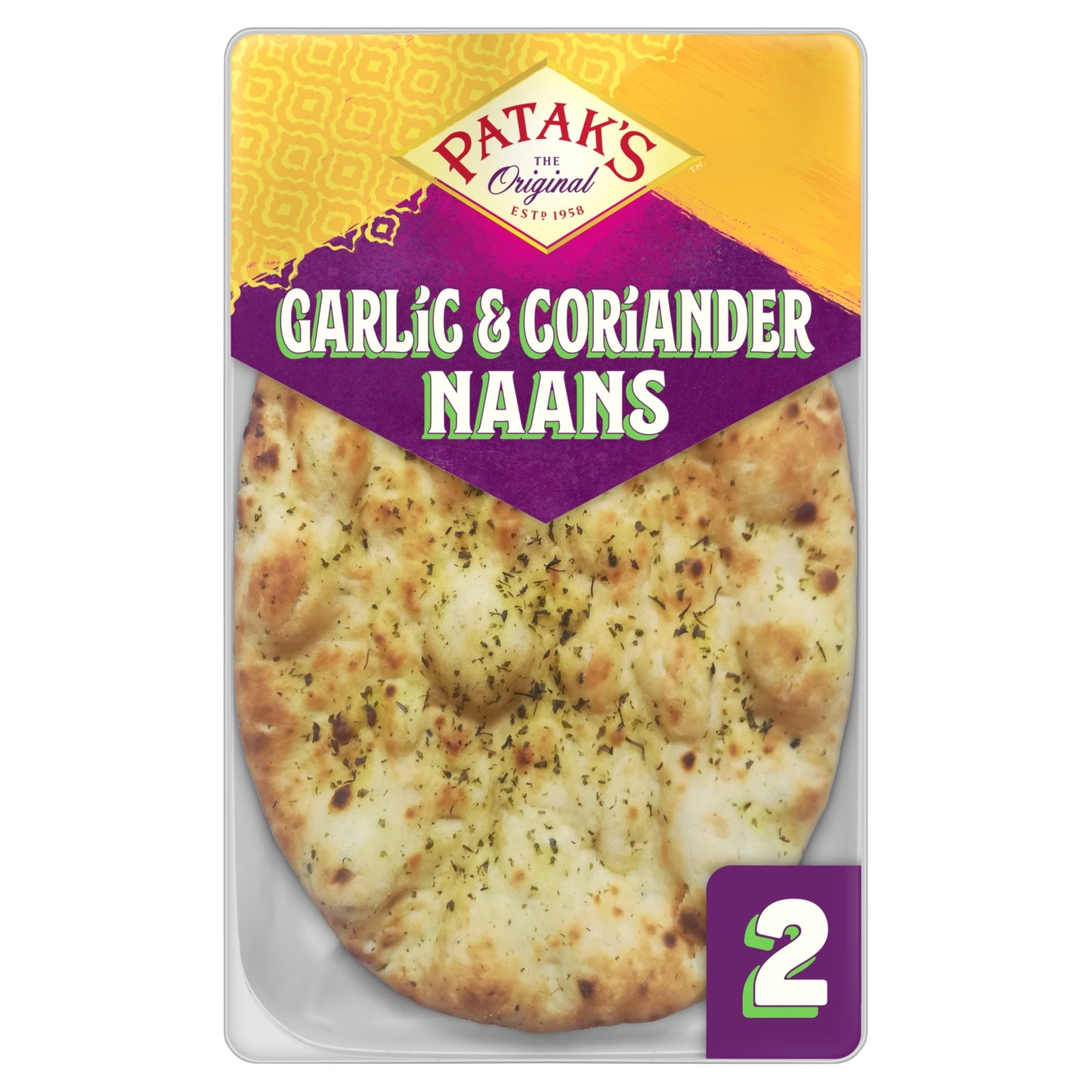 Patak's Garlic & Coriander Naan Breads x 2