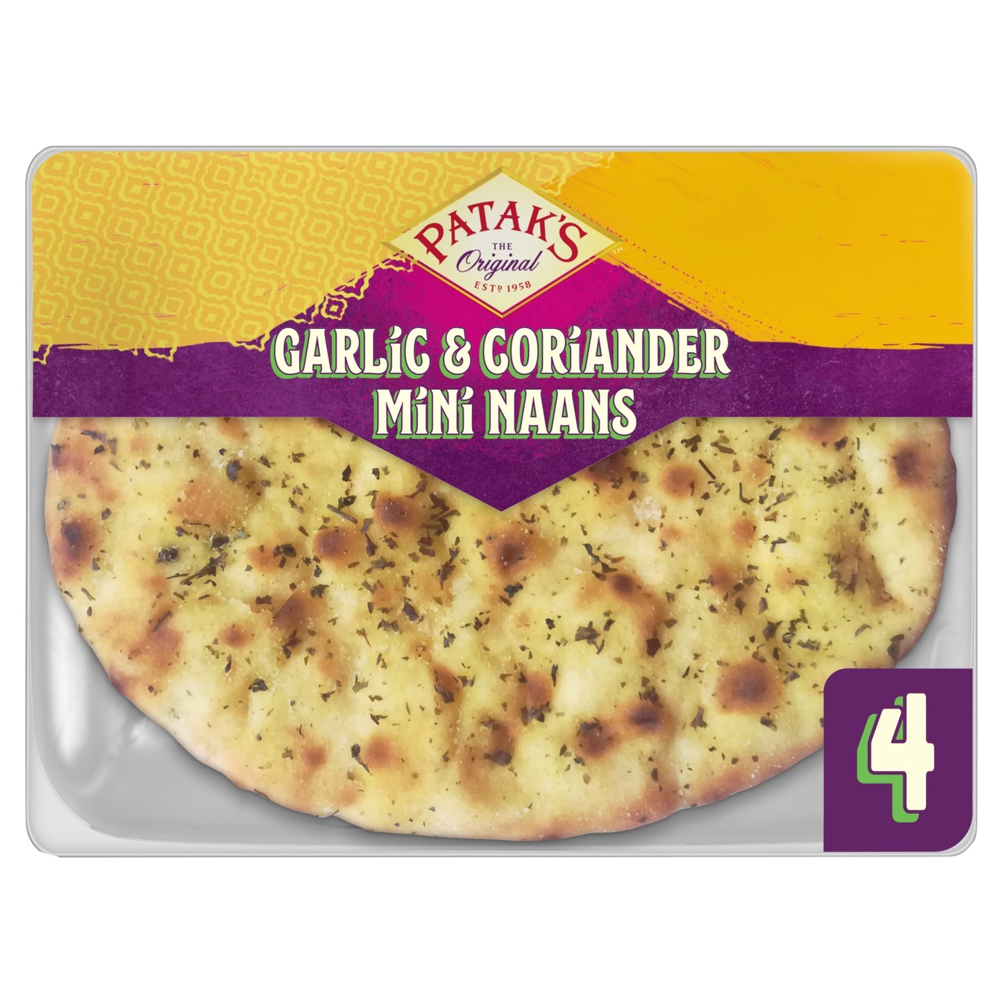 Patak's Garlic & Coriander Mini Naan Breads x 4