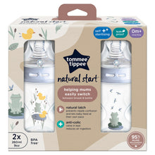 Tommee Tippee 2x 260ml Natural Start Anti-Colic Baby Bottles, Pond Blue, 0m+