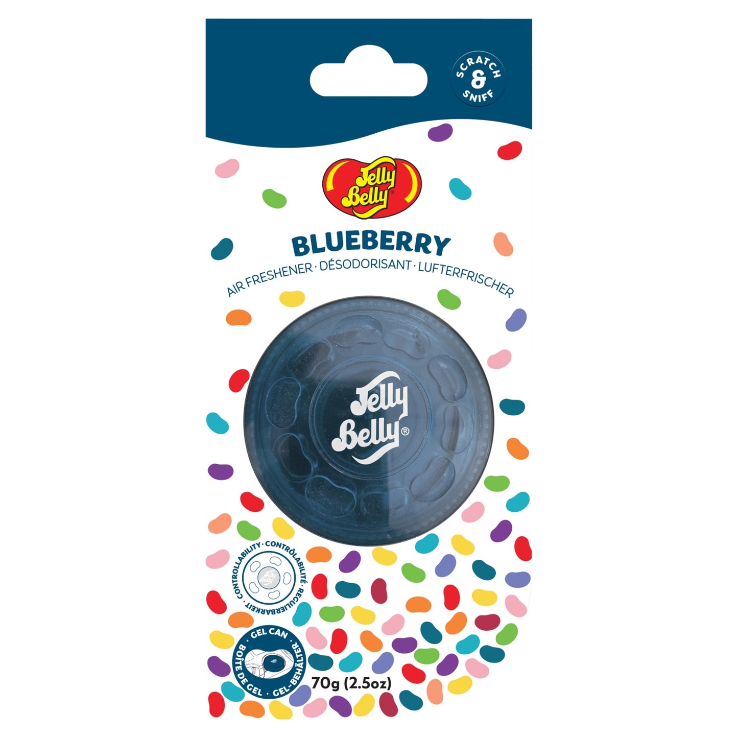 Jelly Belly Gel Can Car Air Freshener Blueberry Scent 70g