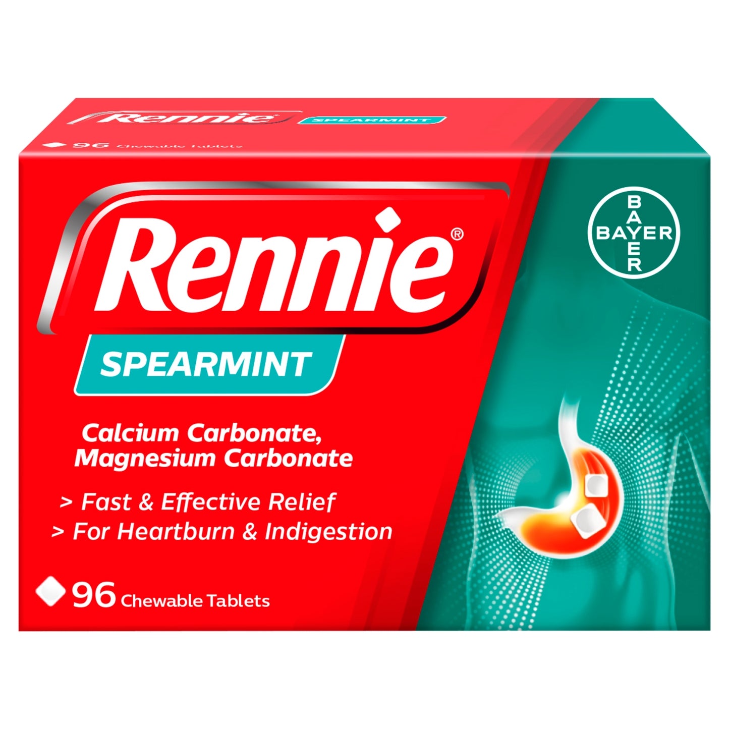 Rennie Spearmint 96 Chewable Tablets