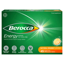 Berocca Natural Orange Flavour Food Supplement 45 Effervescent Tablets