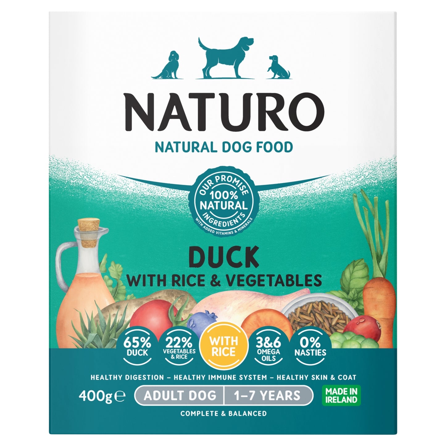 Naturo Natural Dog Food Duck with Rice & Vegetables Adult Dog 1-7 Years 400g