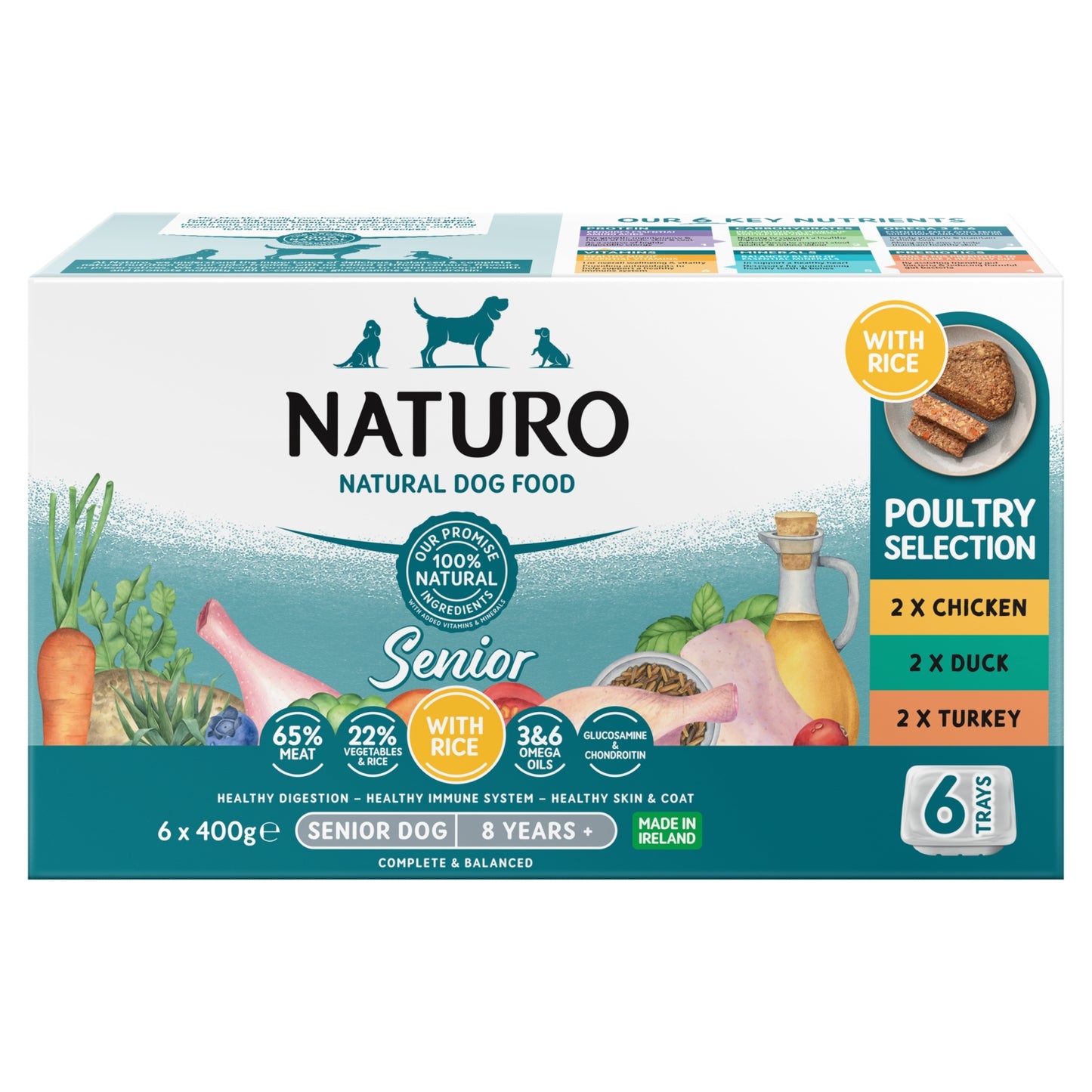 Naturo Natural Dog Food Senior Poultry Selection 8 Years + 6 x 400g
