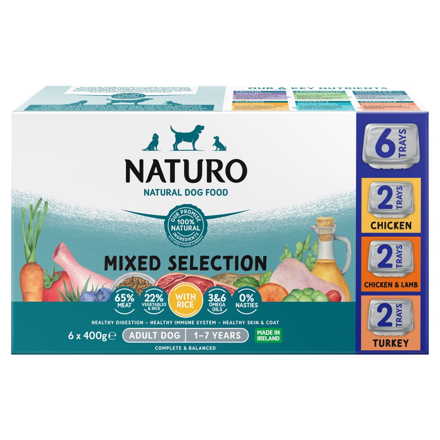 Naturo Naturo Natural Dog Food Mixed Selection with Rice Adult Dog 1-7 Years 6 x 400g