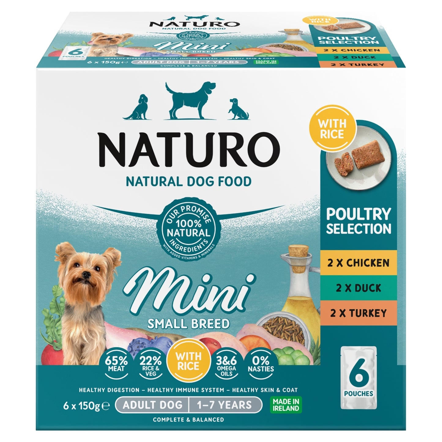 Naturo Mini Small Breed Poultry Selection Adult Dog 1-7 Years 6 x 150g