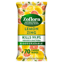 Zoflora 70 Large Lemon Zing Antibacterial Multi-Surface Cleaning Wipes
