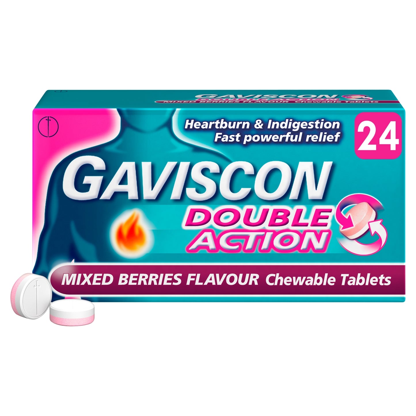 Gaviscon Double Action Mixed Berries Flavour 24 Chewable Tablets