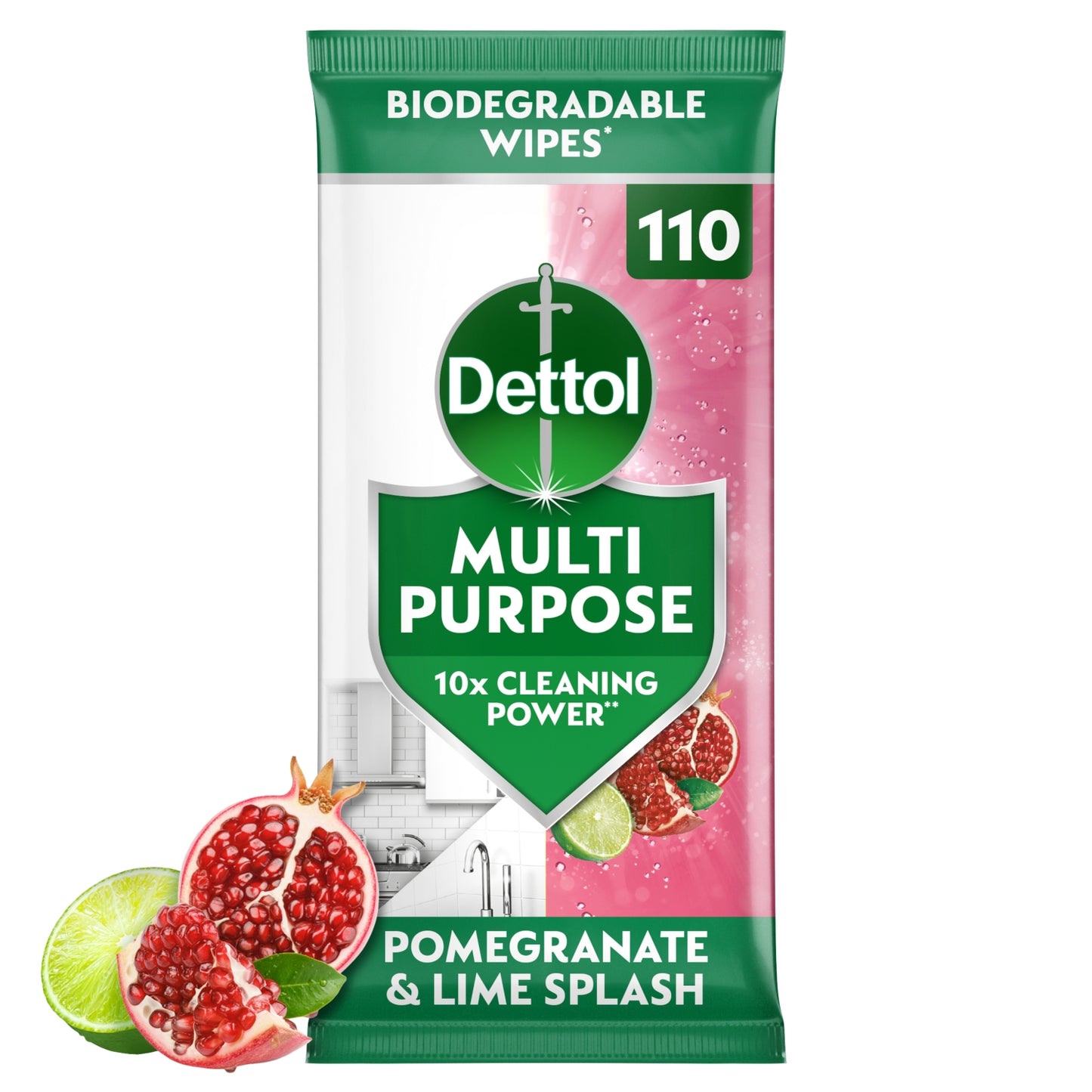 Dettol Pomegranate & Lime Splash Multi Purpose Wipes 110