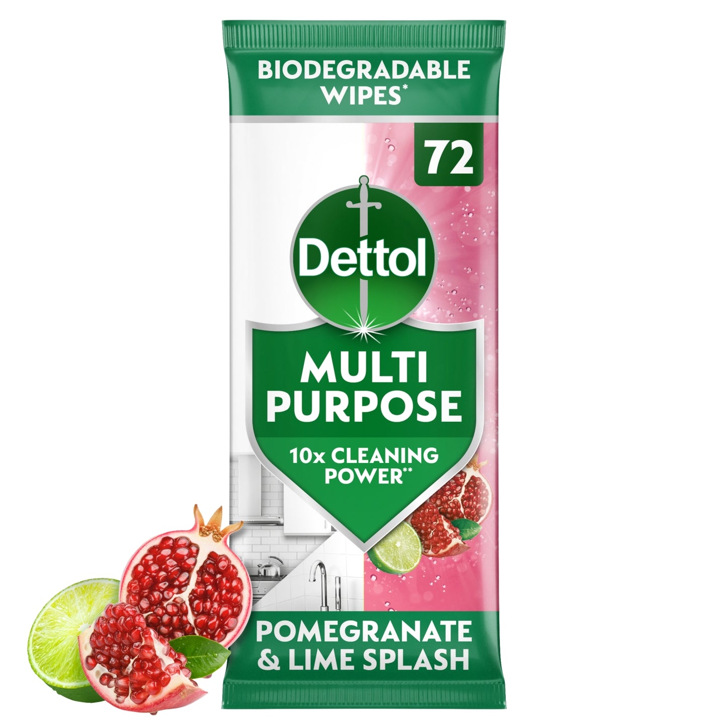 Dettol Pomegranate & Lime Splash Multi Purpose Wipes 72