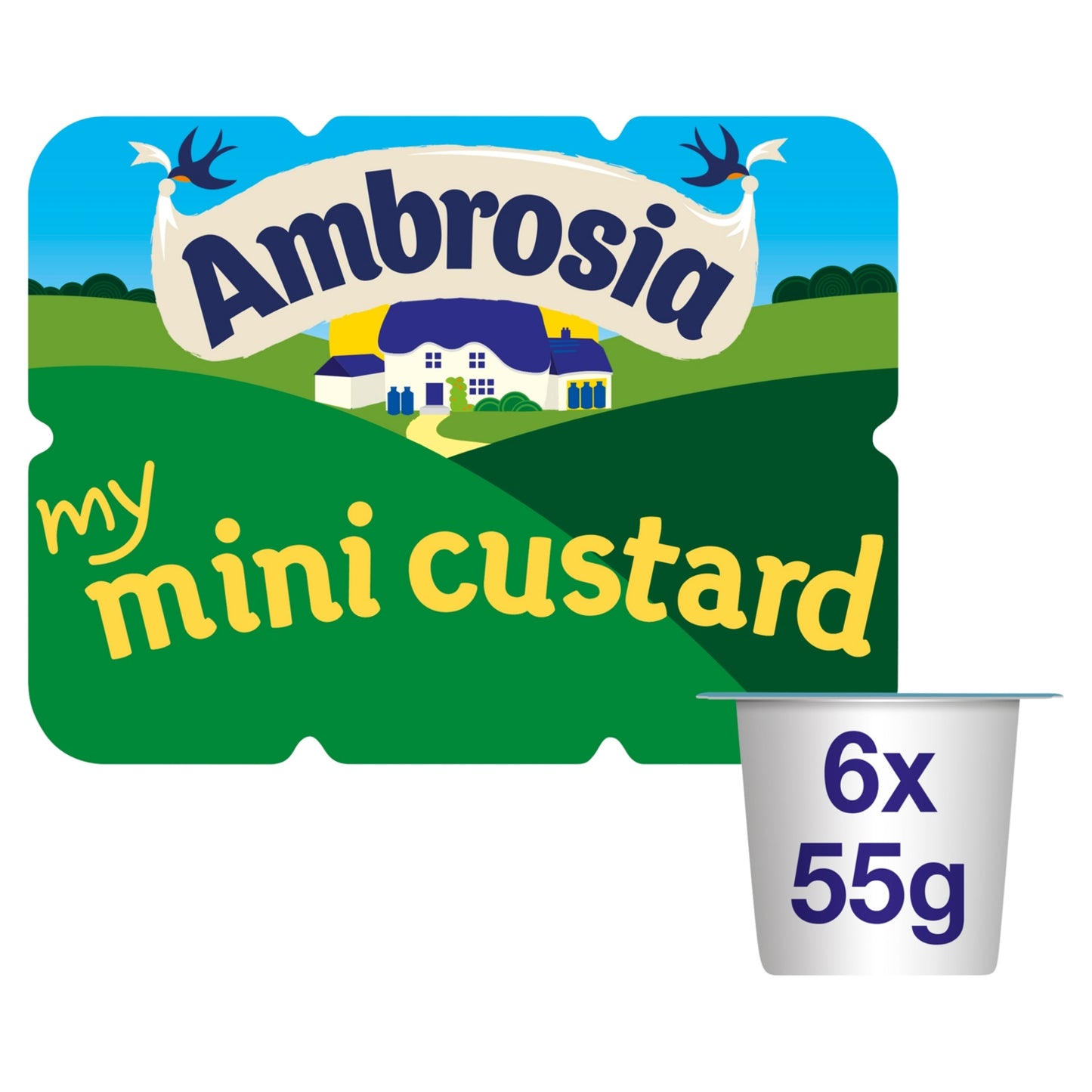Ambrosia My Mini Custard Lunchbox Snack Pots Multipack 6 x 55g
