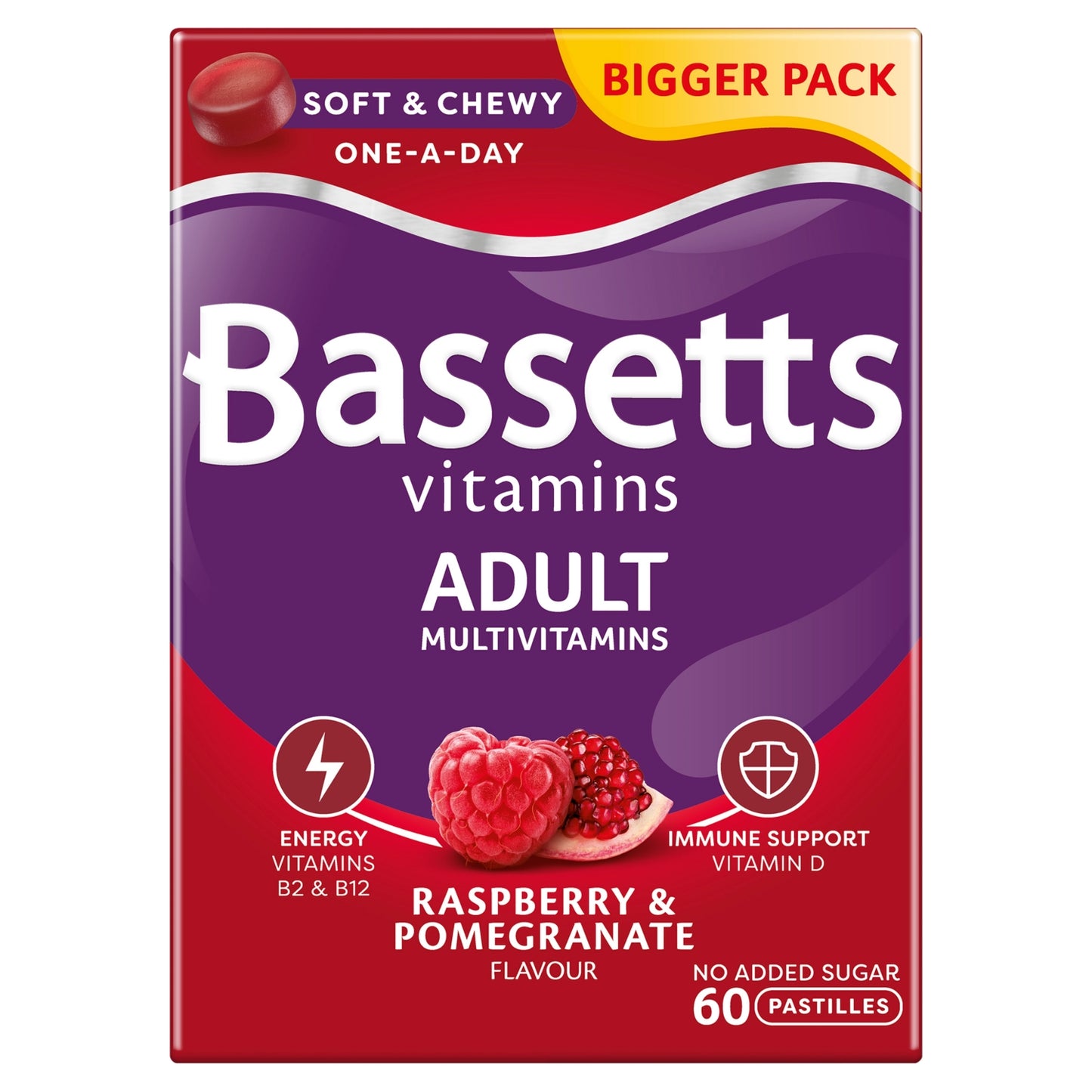 Bassetts Adult Multivitamins Raspberry & Pomegranate Flavour 60 Pastilles