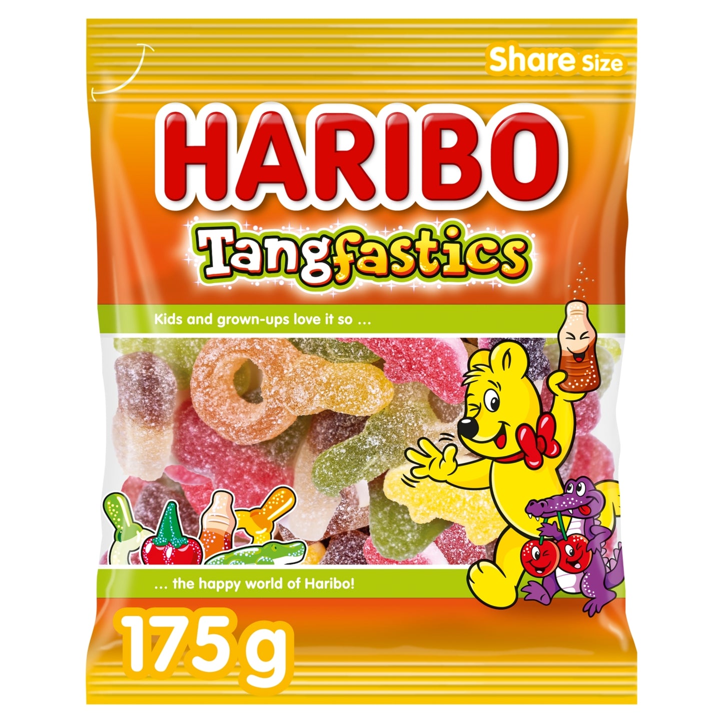 Haribo Tangfastics Fruit & Cola Flavour Fizzy Jelly Sweets Sharing Bag 175g