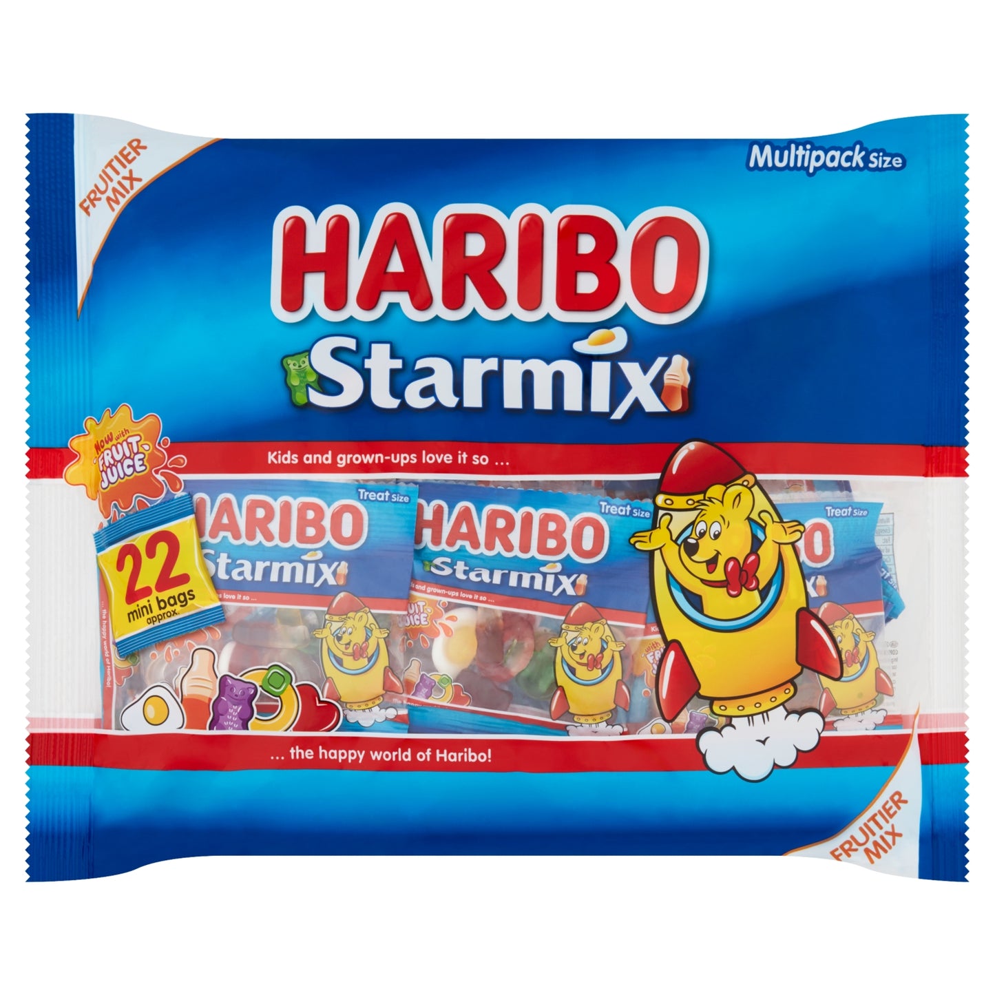 Haribo Starmix Minis Fruit & Cola Flavour Jelly & Foam Sweets 22 x 16g Fun Size Bags Multipack 352g