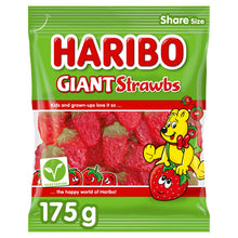 Haribo Giant Strawbs Strawberry Flavour Chewy Jelly Sweets Sharing Bag 175g