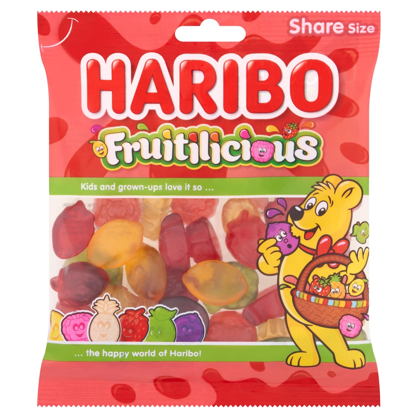 Haribo Fruitilicious Jelly Fruit Gums Sweets Sharing Bag 150g