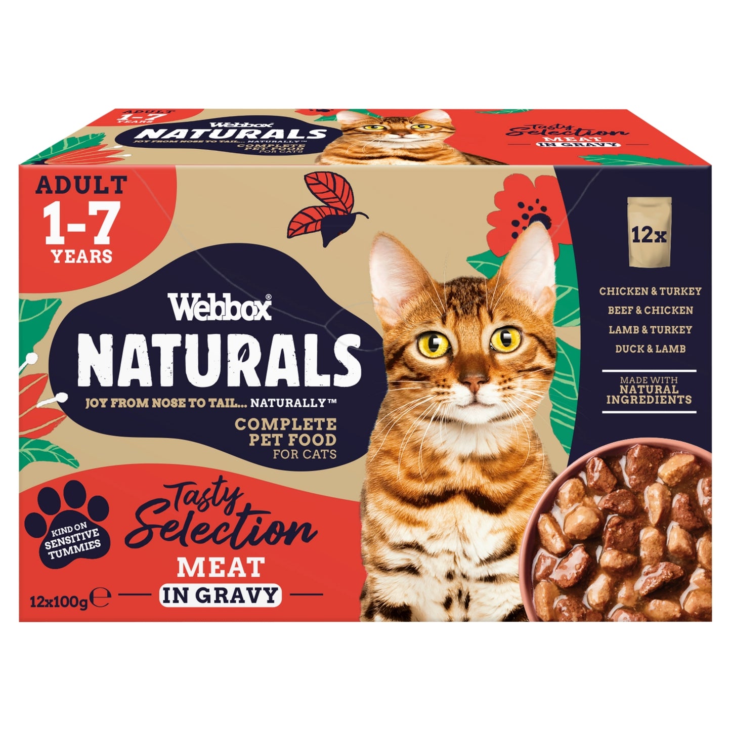 Webbox Naturals Meat in Gravy Tasty Selection Adult 1-7 Years 8 x 100g