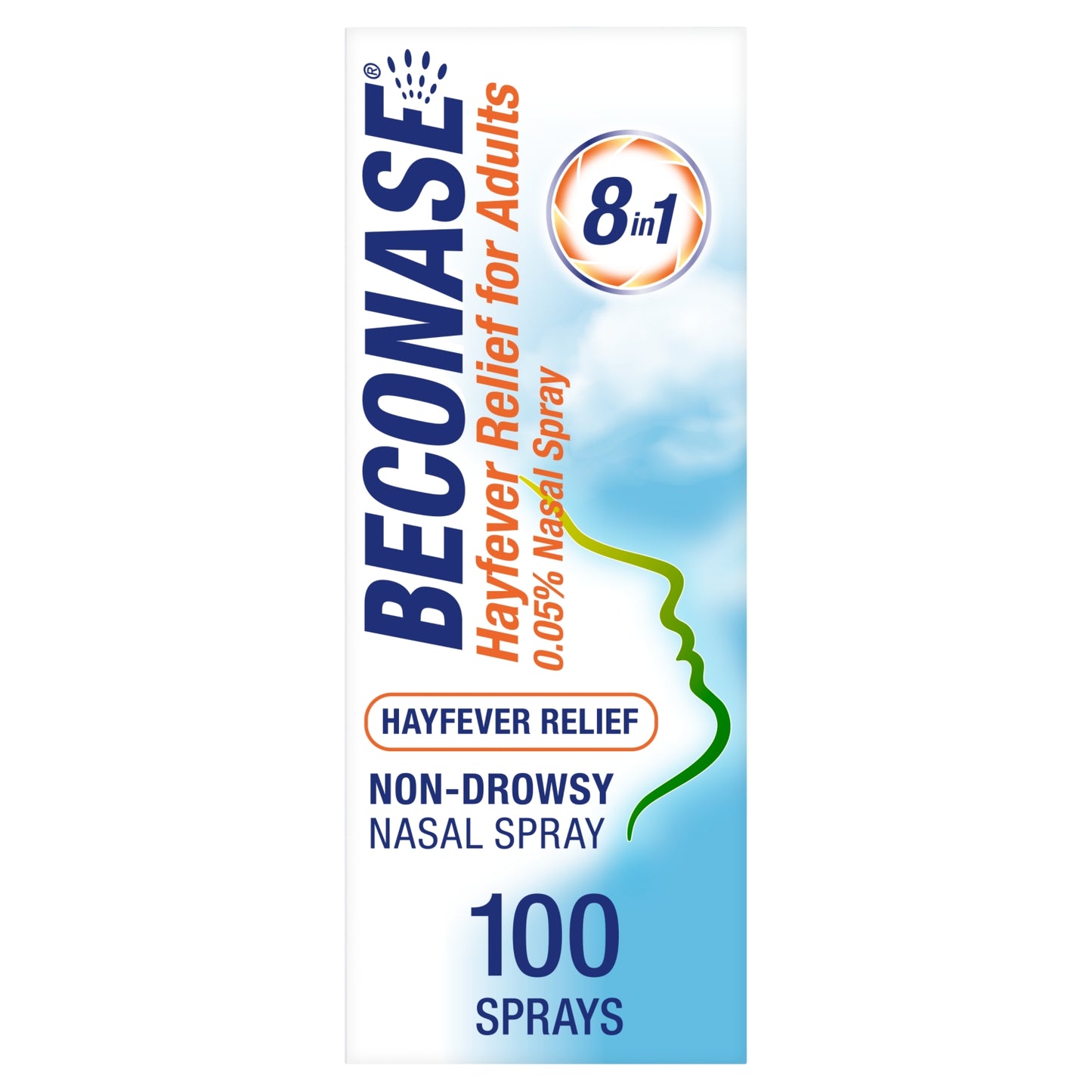Beconase 8 in 1 Hayfever Relief Nasal Spray (100 Spray Bottle) - Long Lasting Effective Relief from Hayfever - Lasts Up to 24 Hours When Used Twice a Day