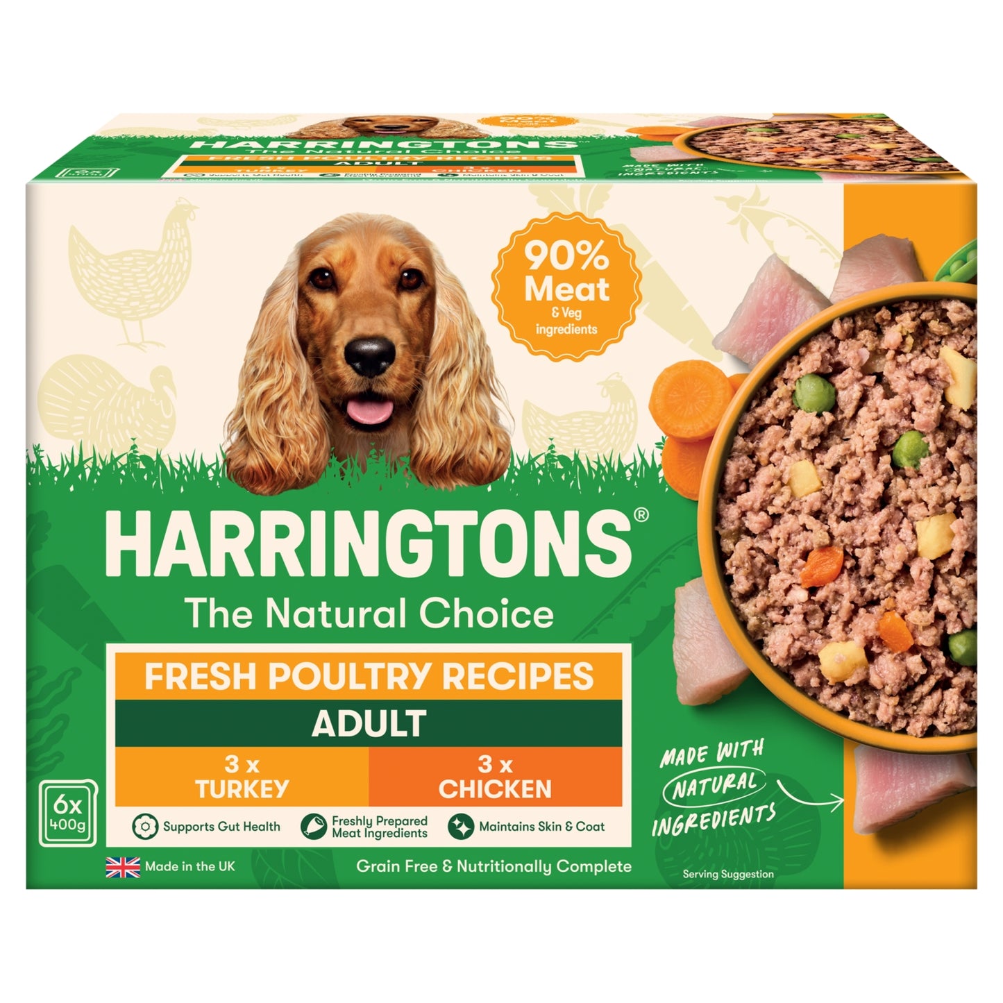 Harringtons Adult Complete Wet Dog Food – Fresh Poultry Recipes with Potato & Veg, 6x400g Free 6 x 400g