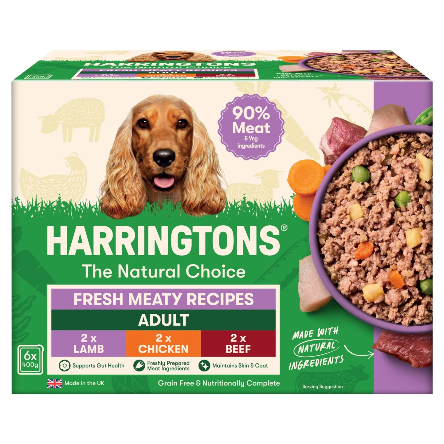 Harringtons Adult Complete Wet Dog Food – Fresh Meaty Recipes with Potato & Veg, 6x400g
