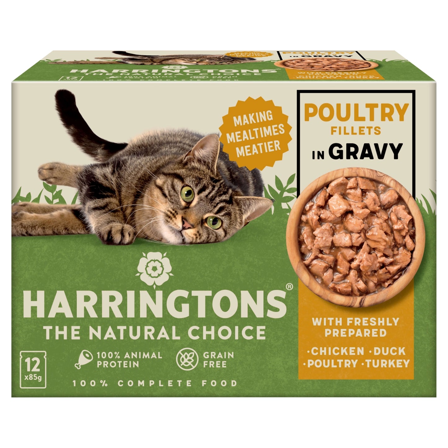 Harringtons Wet Cat Food Pouches Poultry in Gravy 12x85g