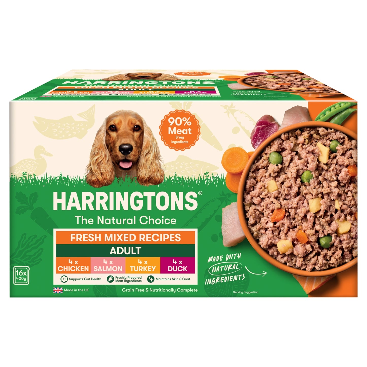 Harringtons Adult Complete Wet Dog Food – Fresh Mixed Recipes with Potato & Veg, 16x400g