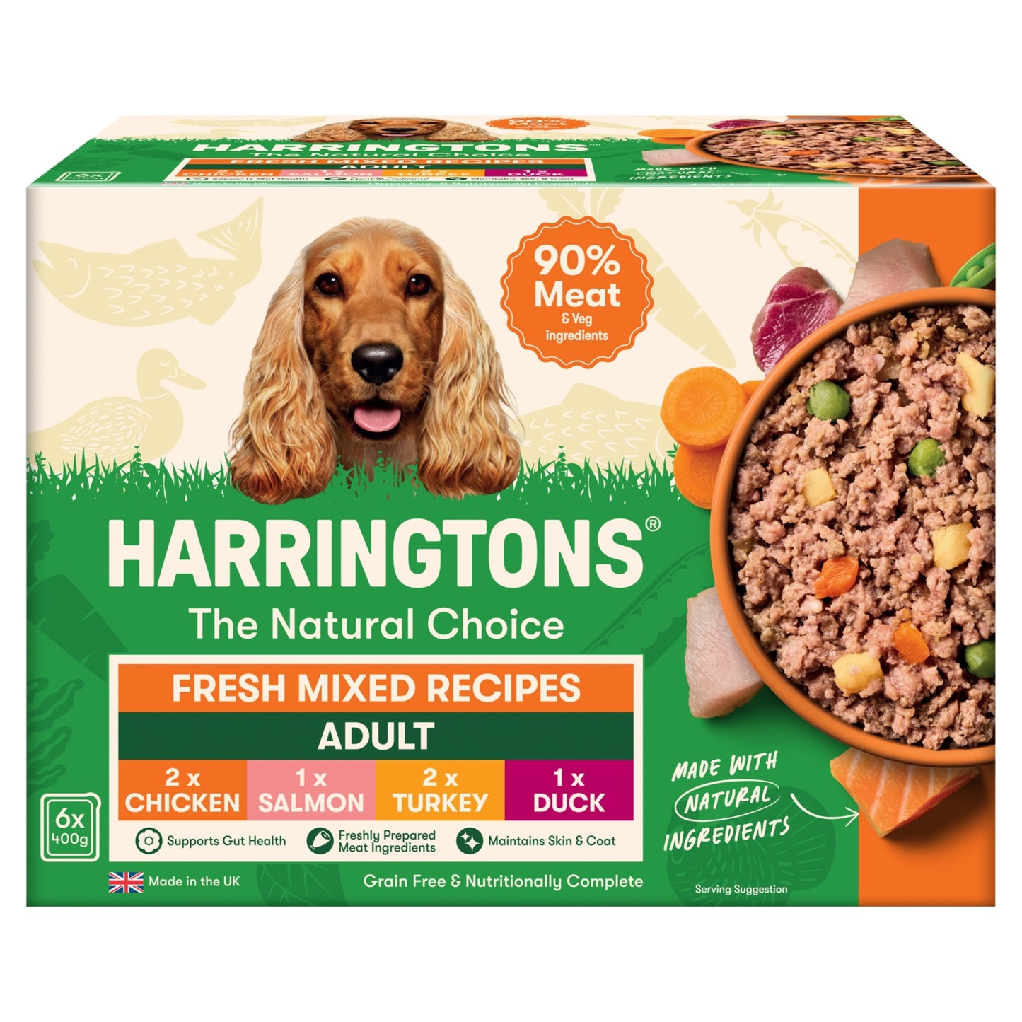 Harringtons Adult Complete Wet Dog Food – Fresh Mixed Recipes with Potato & Veg, 6x400g