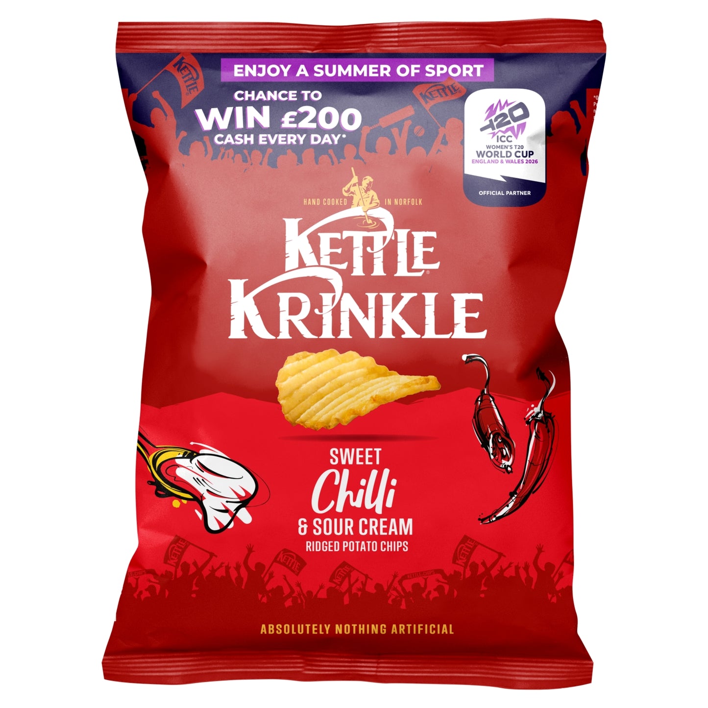 Kettle Krinkle Sweet Chilli & Sour Cream Ridged Potato Chips 130g