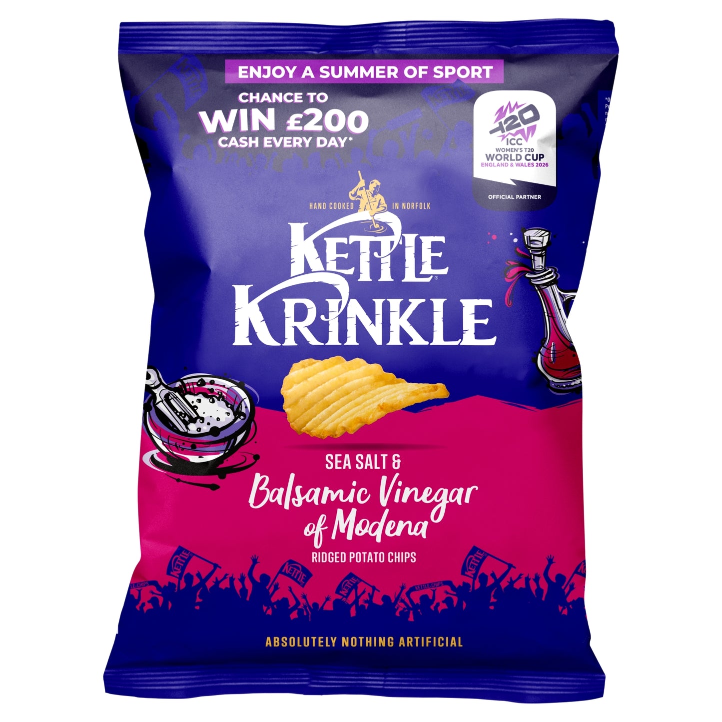 Kettle Krinkle Sea Salt & Balsamic Vinegar of Modena Ridged Potato Chips 130g