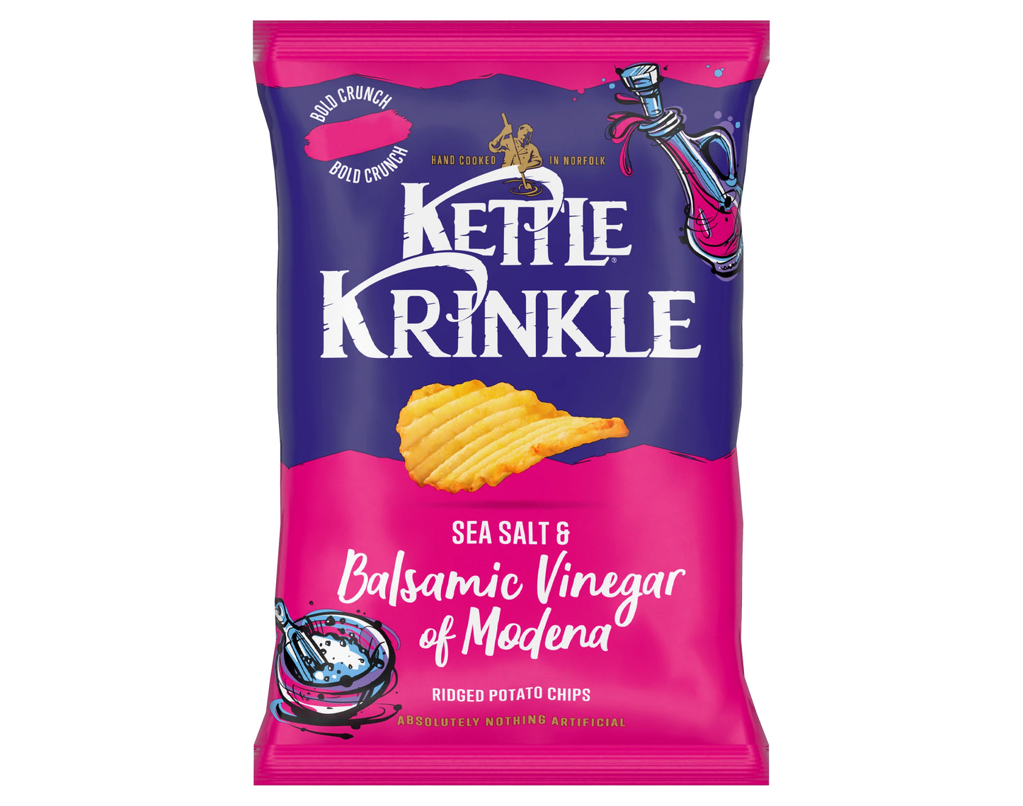 Kettle Krinkle Sea Salt & balsamic Vinegar of Modena Ridged Potato Chips 130g